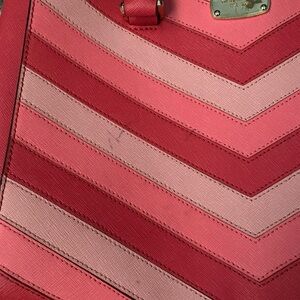 Michael Kors Selma Chevron Satchel Bag Saffiano Leather Coral Medium